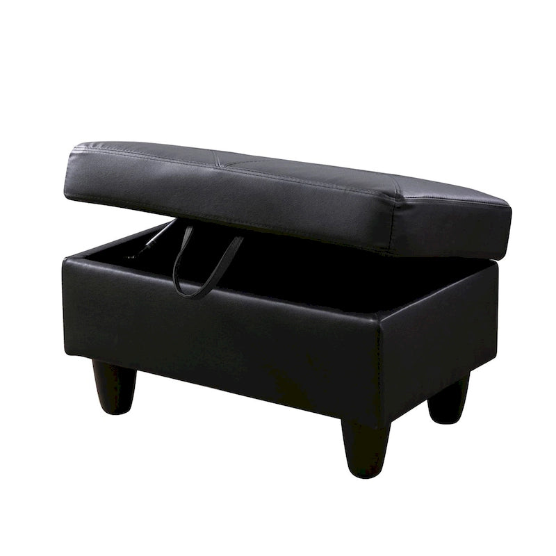 Pouf contenitore quadrato in pelle per soggiorno