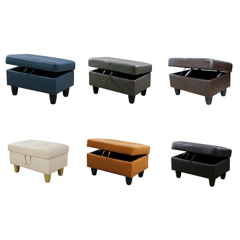 Pouf contenitore quadrato in pelle per soggiorno