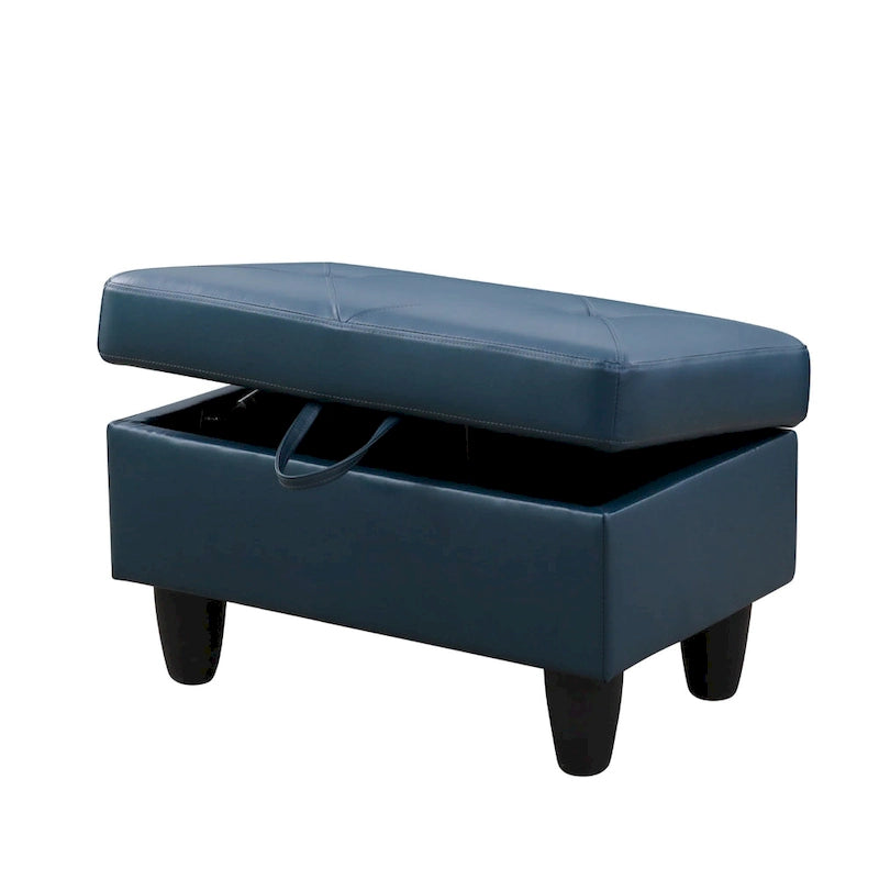 Pouf contenitore quadrato in pelle per soggiorno