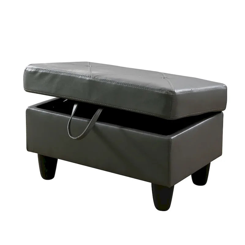 Pouf contenitore quadrato in pelle per soggiorno