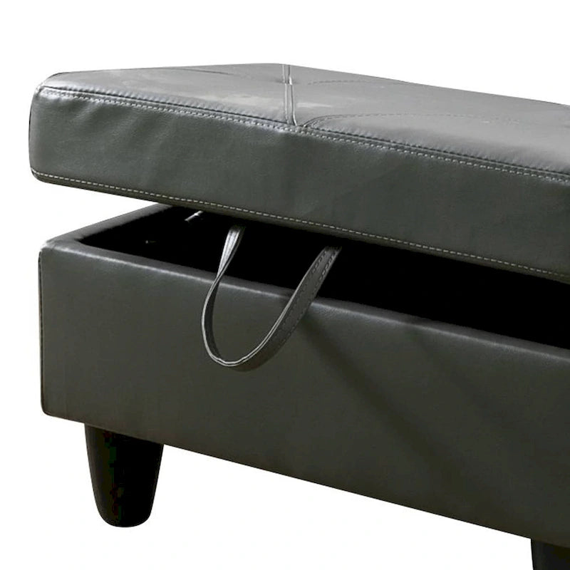 Pouf contenitore quadrato in pelle per soggiorno