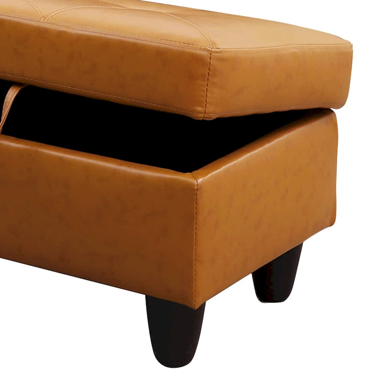 Pouf contenitore quadrato in pelle per soggiorno