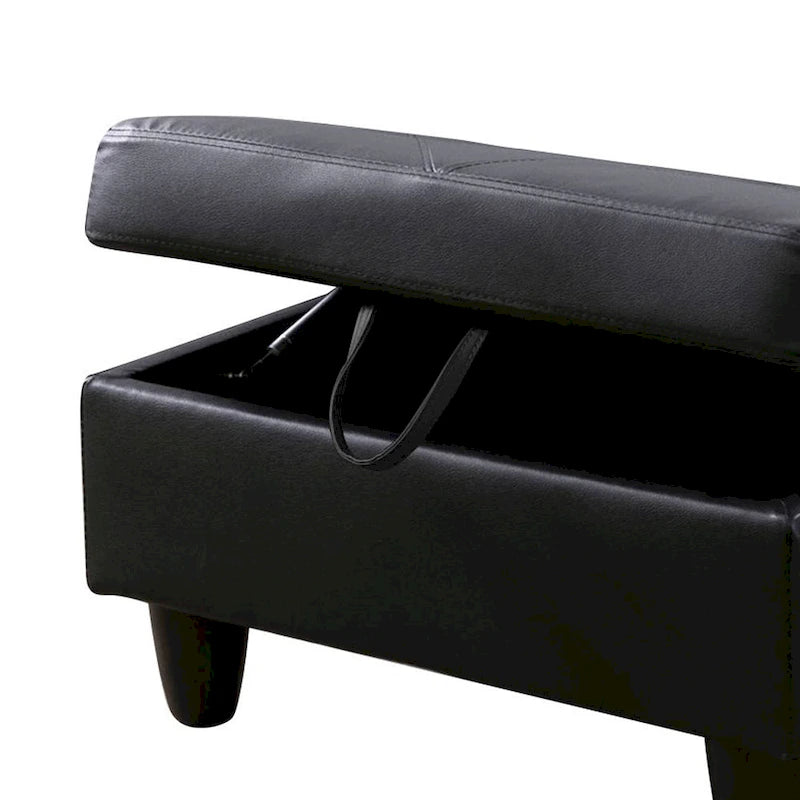 Pouf contenitore quadrato in pelle per soggiorno