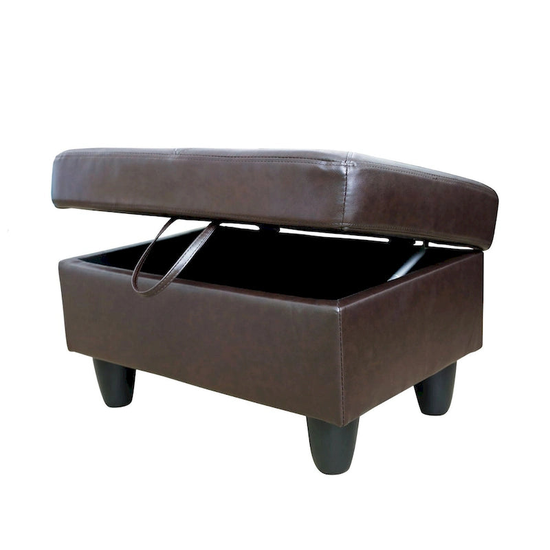 Pouf contenitore quadrato in pelle per soggiorno