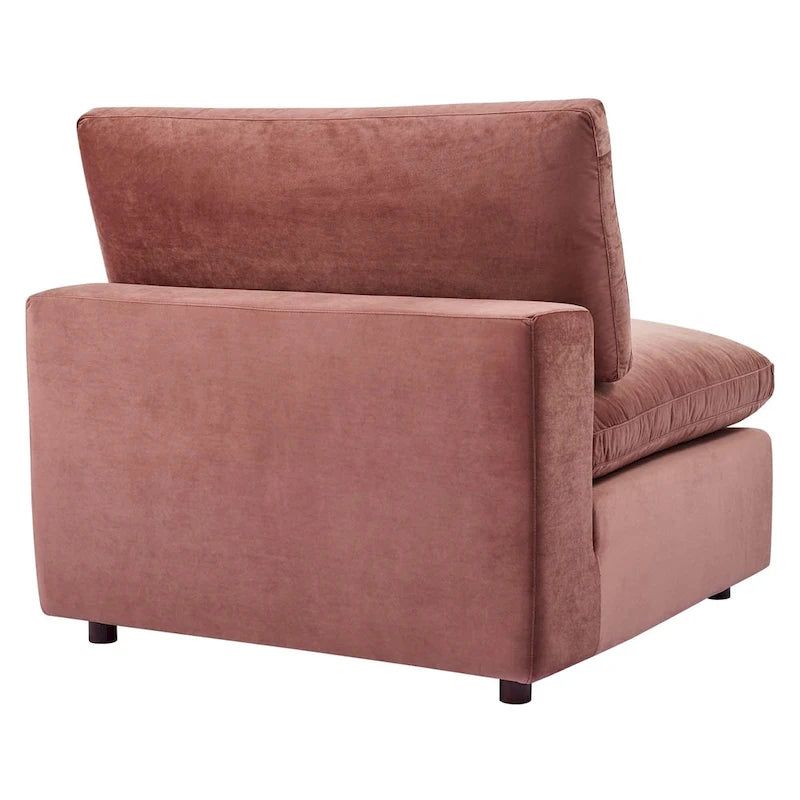 Poltrona senza braccioli "Commix" in velluto performance imbottita in piuma