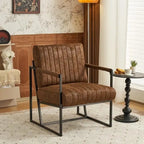 Poltrona di design Mid-Century Modern con struttura in metallo, divano singolo in pelle PU, poltrona da lettura per soggiorno, camera da letto, bar