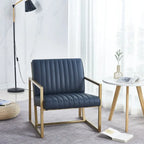 Poltrona di design Mid-Century Modern con struttura in metallo, divano singolo in pelle PU, poltrona da lettura per soggiorno, camera da letto, bar