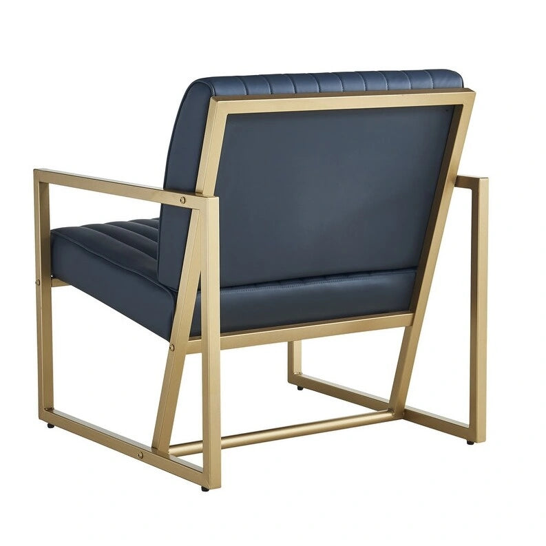 Poltrona di design Mid-Century Modern con struttura in metallo, divano singolo in pelle PU, poltrona da lettura per soggiorno, camera da letto, bar
