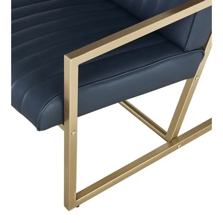 Poltrona di design Mid-Century Modern con struttura in metallo, divano singolo in pelle PU, poltrona da lettura per soggiorno, camera da letto, bar