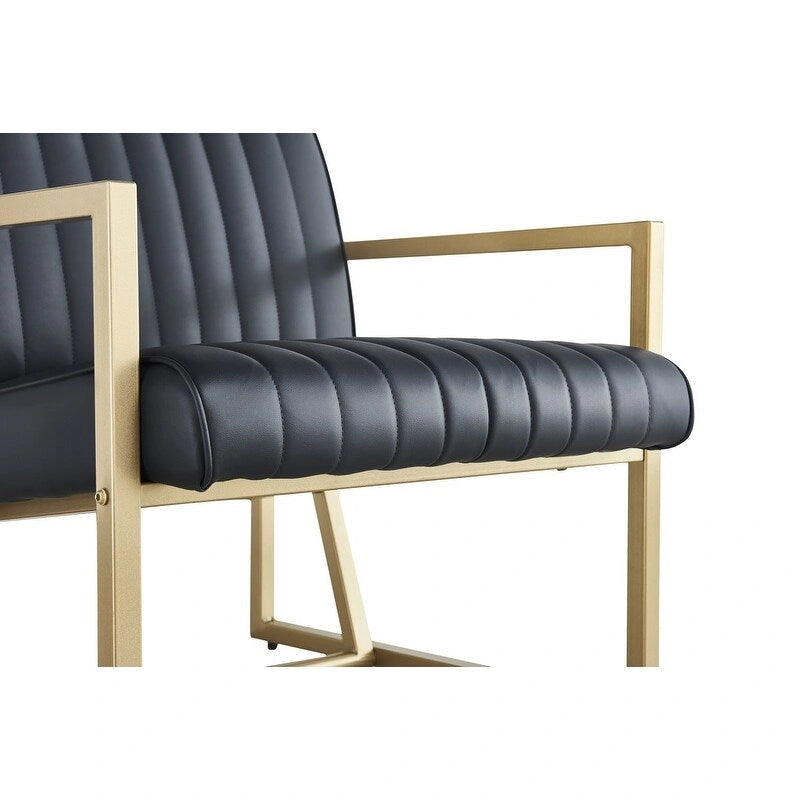 Poltrona di design Mid-Century Modern con struttura in metallo, divano singolo in pelle PU, poltrona da lettura per soggiorno, camera da letto, bar