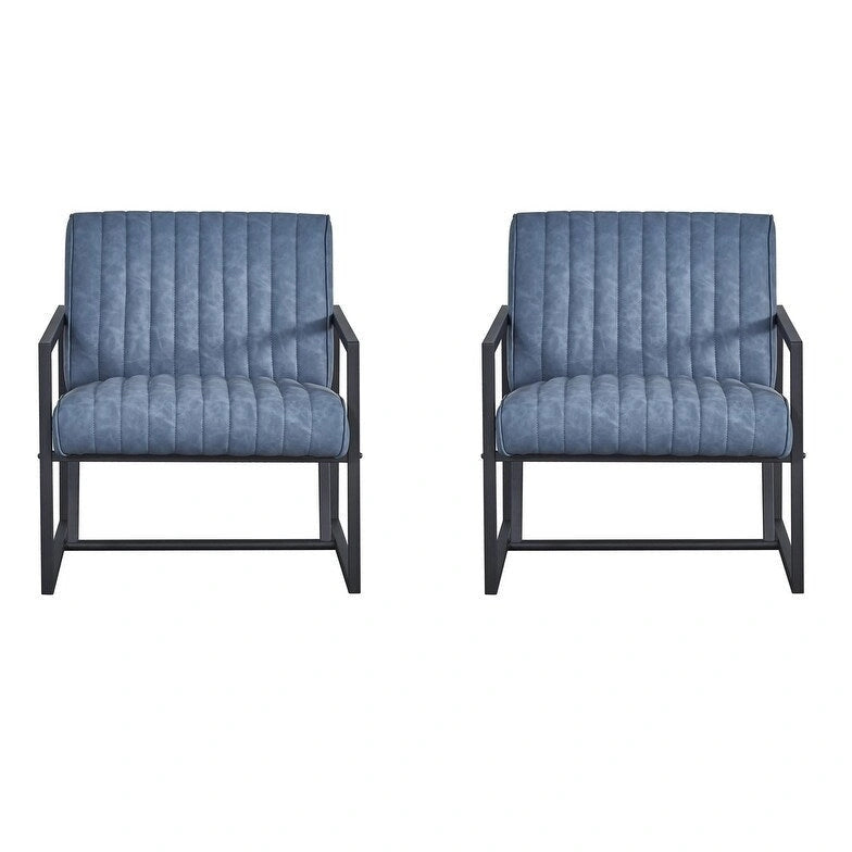 Poltrona di design Mid-Century Modern con struttura in metallo, divano singolo in pelle PU, poltrona da lettura per soggiorno, camera da letto, bar