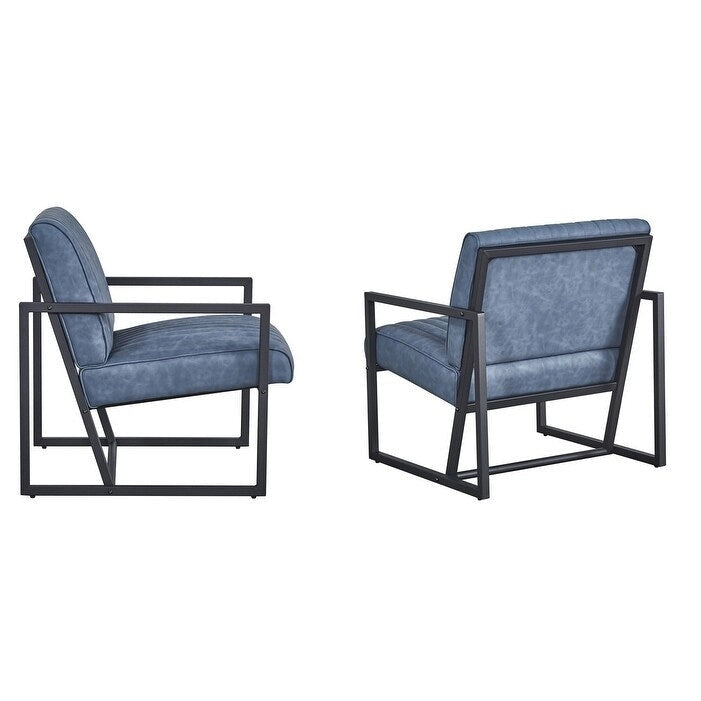 Poltrona di design Mid-Century Modern con struttura in metallo, divano singolo in pelle PU, poltrona da lettura per soggiorno, camera da letto, bar