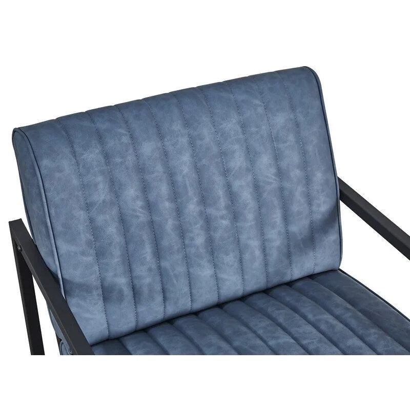 Poltrona di design Mid-Century Modern con struttura in metallo, divano singolo in pelle PU, poltrona da lettura per soggiorno, camera da letto, bar