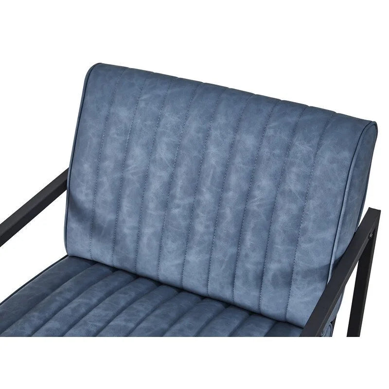 Poltrona di design Mid-Century Modern con struttura in metallo, divano singolo in pelle PU, poltrona da lettura per soggiorno, camera da letto, bar
