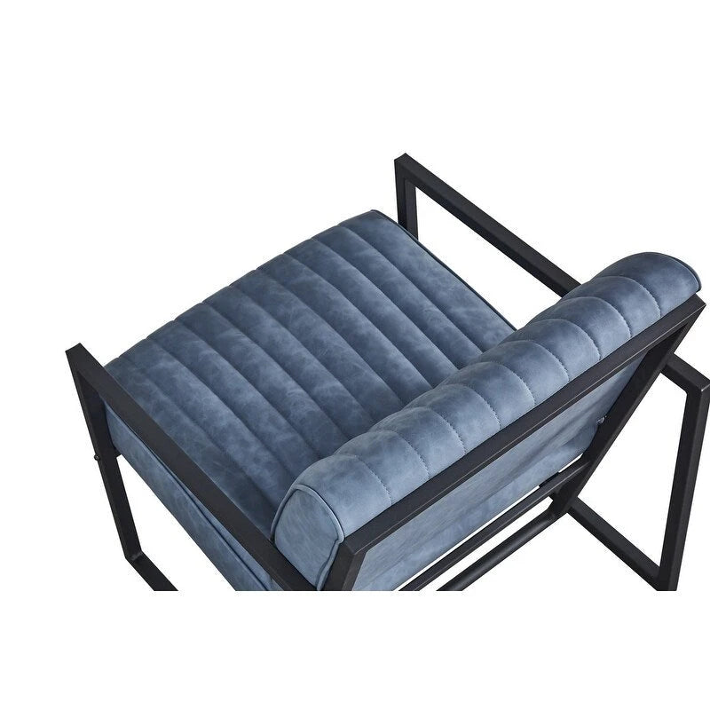Poltrona di design Mid-Century Modern con struttura in metallo, divano singolo in pelle PU, poltrona da lettura per soggiorno, camera da letto, bar
