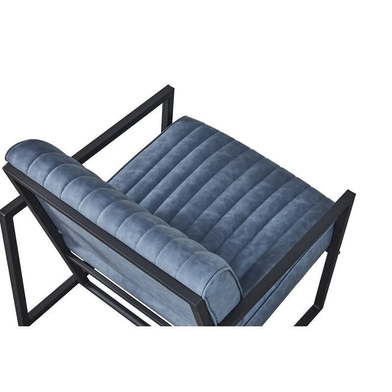 Poltrona di design Mid-Century Modern con struttura in metallo, divano singolo in pelle PU, poltrona da lettura per soggiorno, camera da letto, bar