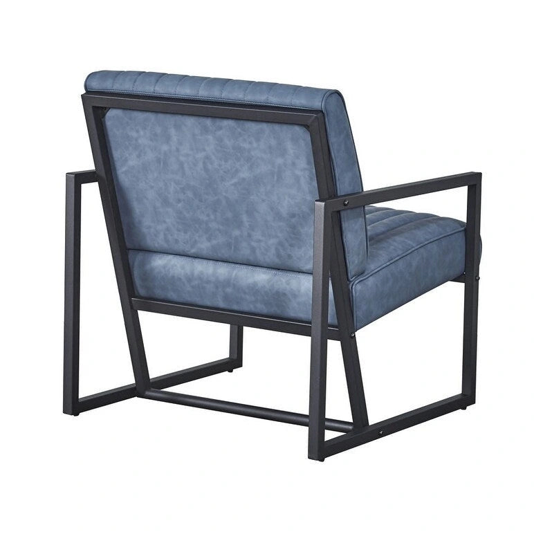 Poltrona di design Mid-Century Modern con struttura in metallo, divano singolo in pelle PU, poltrona da lettura per soggiorno, camera da letto, bar