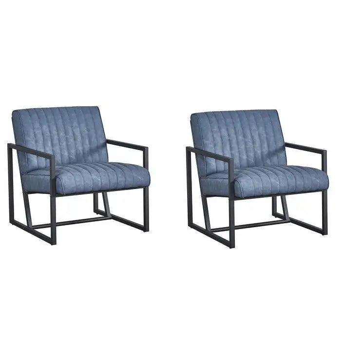 Poltrona di design Mid-Century Modern con struttura in metallo, divano singolo in pelle PU, poltrona da lettura per soggiorno, camera da letto, bar