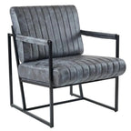 Poltrona di design Mid-Century Modern con struttura in metallo, divano singolo in pelle PU, poltrona da lettura per soggiorno, camera da letto, bar