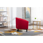 Poltrona a barile accent per soggiorno con borchie e gambe in legno massello