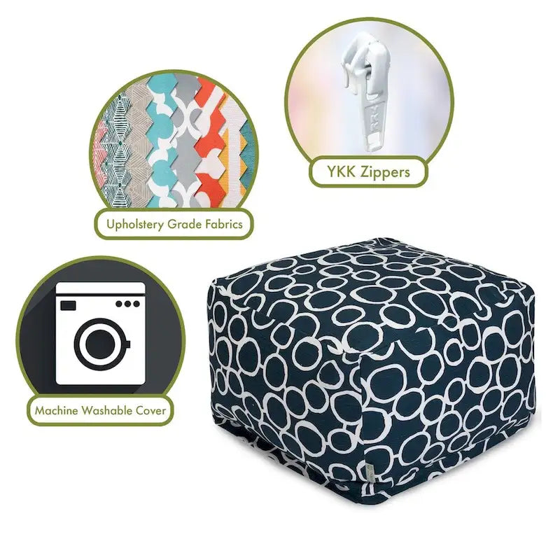 Majestic Home Goods Pouf Ottomano da Interno Fusion Cotone 27 in L x 27 in W x 17 in H
