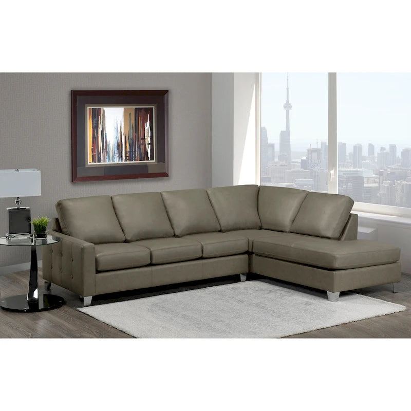Divano componibile trapuntato in pelle italiana pieno fiore Dean - 107 x 85 x 35 x 34