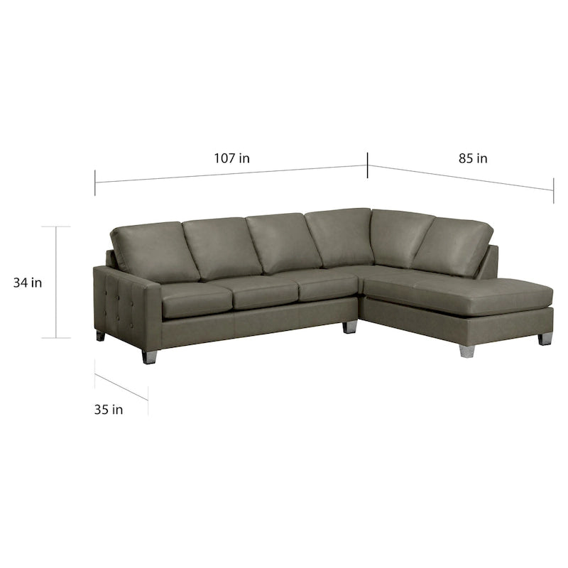 Divano componibile trapuntato in pelle italiana pieno fiore Dean - 107 x 85 x 35 x 34