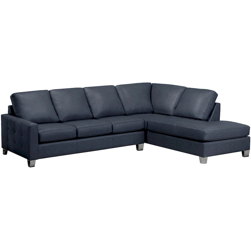 Divano componibile trapuntato in pelle italiana pieno fiore Dean - 107 x 85 x 35 x 34