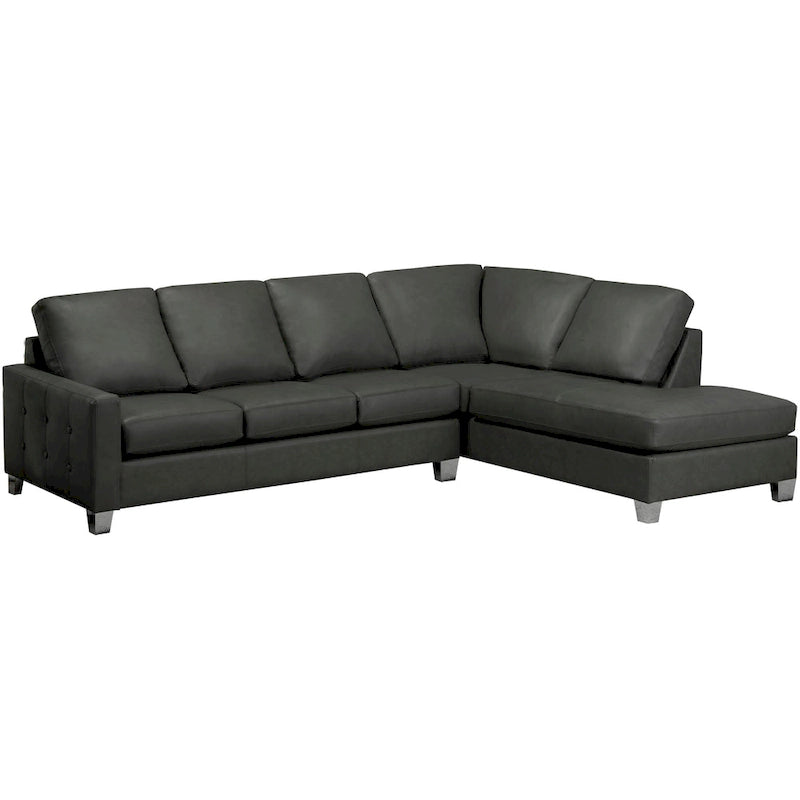 Divano componibile trapuntato in pelle italiana pieno fiore Dean - 107 x 85 x 35 x 34