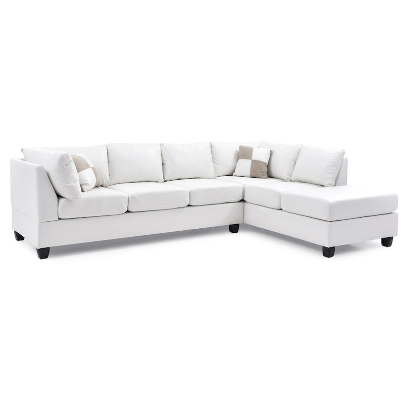 Divano Sezionale a 4 Posti Malone 111 pollici in Ecopelle con 2 Cuscini Decorativi - 111L x 78W x 34H
