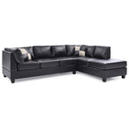 Divano Sezionale a 4 Posti Malone 111 pollici in Ecopelle con 2 Cuscini Decorativi - 111L x 78W x 34H