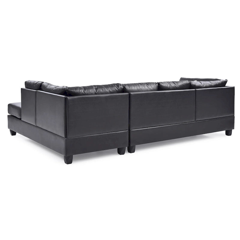 Divano Sezionale a 4 Posti Malone 111 pollici in Ecopelle con 2 Cuscini Decorativi - 111L x 78W x 34H