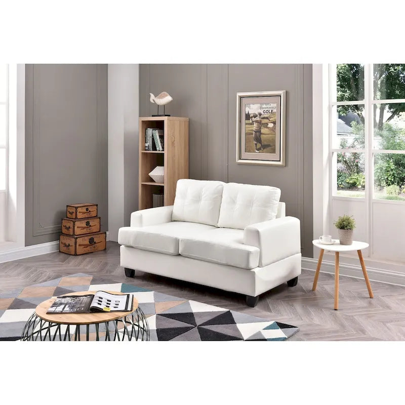 Divano lineare Sandridge 58 pollici L con braccioli svasati in similpelle - 34L x 58P x 36A
