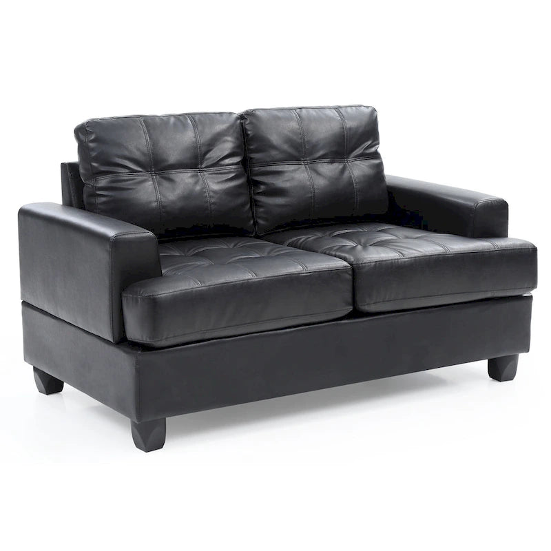 Divano lineare Sandridge 58 pollici L con braccioli svasati in similpelle - 34L x 58P x 36A