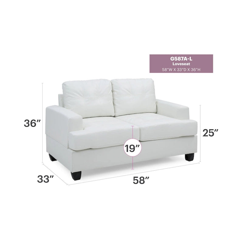 Divano lineare Sandridge 58 pollici L con braccioli svasati in similpelle - 34L x 58P x 36A