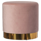 Sgabello pouf moderno rotondo in velluto con base dorata