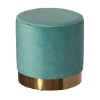 Sgabello pouf moderno rotondo in velluto con base dorata