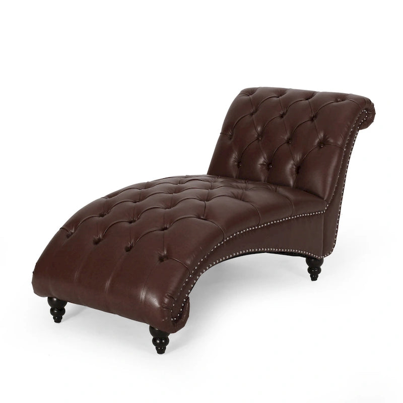 Varnell Chaise longue contemporanea con bottoni capitonné di Christopher Knight Home - 64,25 L x 29,00 P x 33,75 A