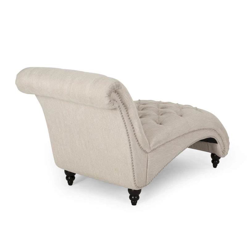 Varnell Chaise longue contemporanea con bottoni capitonné di Christopher Knight Home - 64,25 L x 29,00 P x 33,75 A