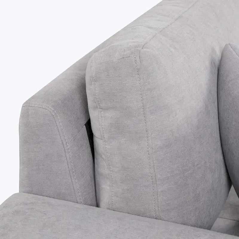 Divano Sezionale Moderno a L a 3 Posti Reversibile, con Chaise Longue Contenitore e 2 Sgabelli