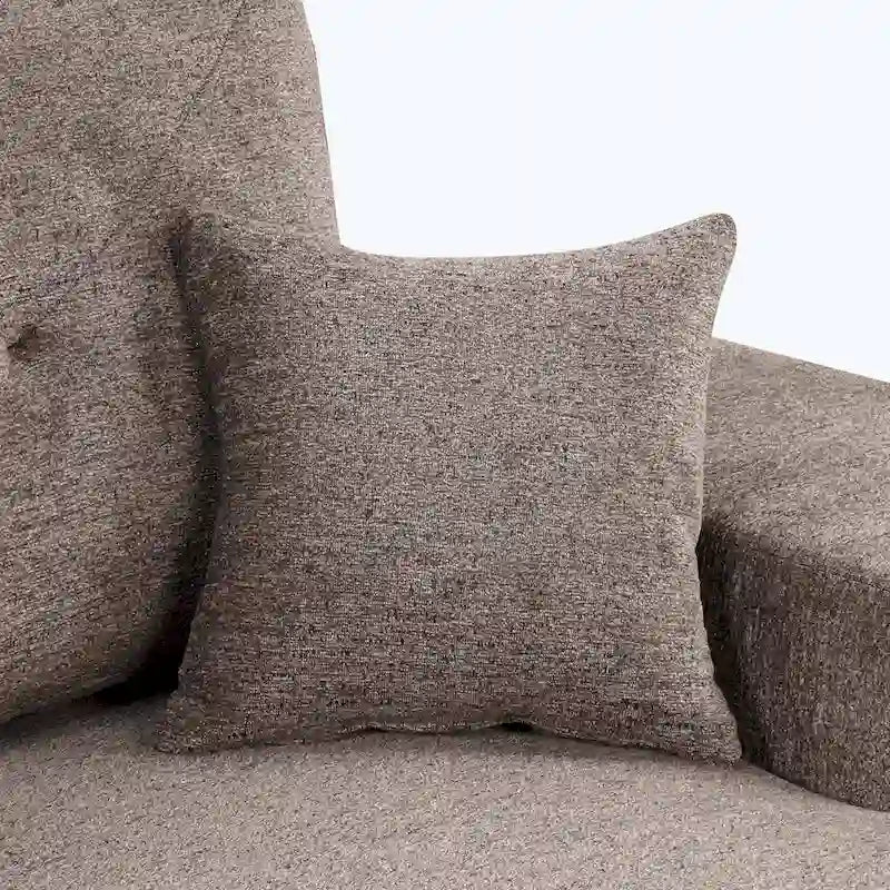 Divano Sezionale Moderno a L a 3 Posti Reversibile, con Chaise Longue Contenitore e 2 Sgabelli