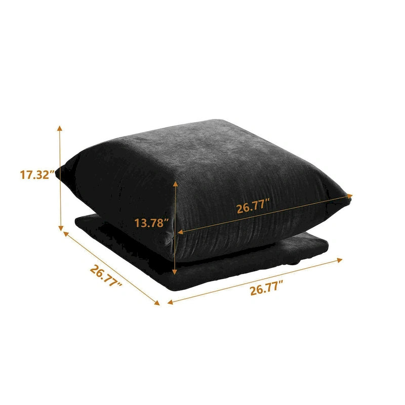 Divano componibile a L, divani modulari in ciniglia minimalisti con pouf