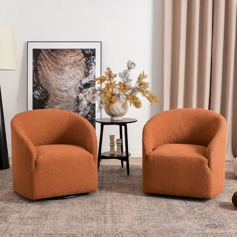 Poltrona a botte girevole imbottita in bouclé KINWELL 32W (set da 2)