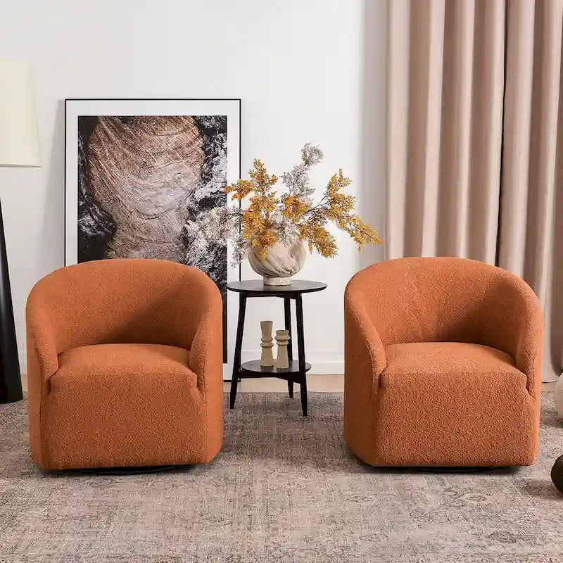 Poltrona a botte girevole imbottita in bouclé KINWELL 32W (set da 2)