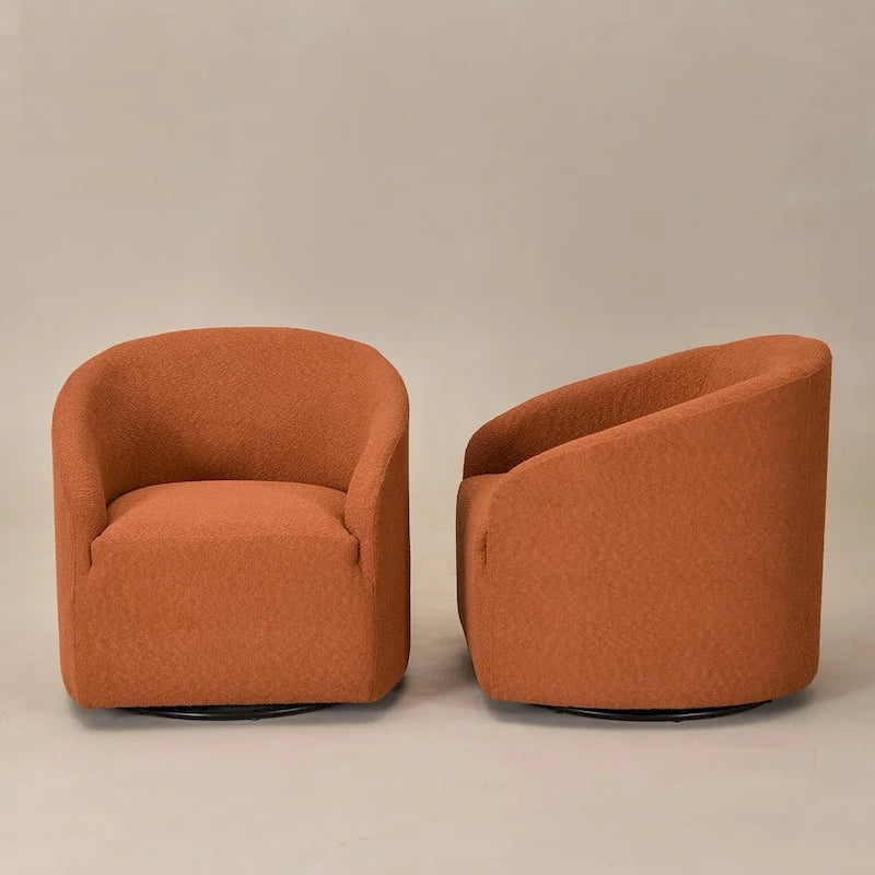 Poltrona a botte girevole imbottita in bouclé KINWELL 32W (set da 2)