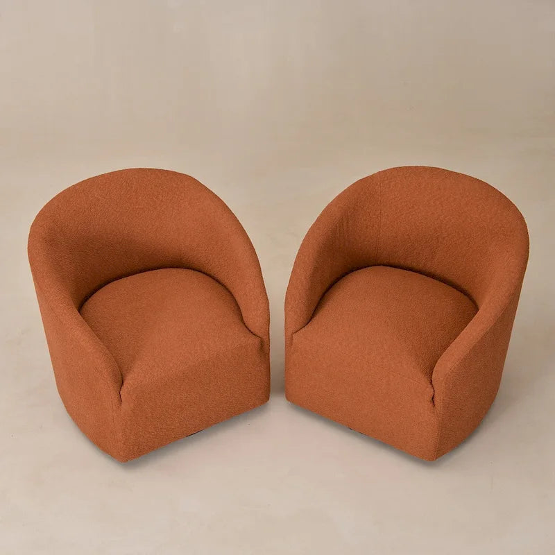 Poltrona a botte girevole imbottita in bouclé KINWELL 32W (set da 2)