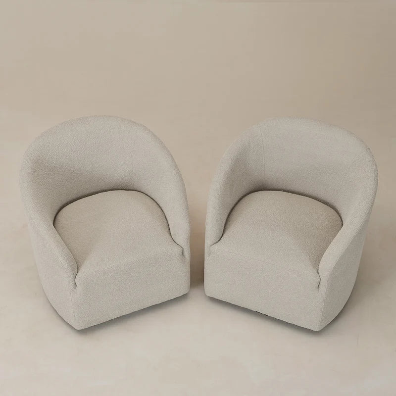 Poltrona a botte girevole imbottita in bouclé KINWELL 32W (set da 2)