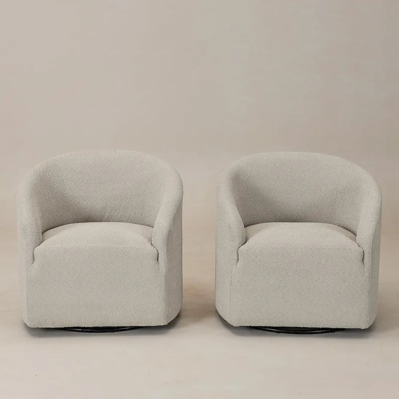 Poltrona a botte girevole imbottita in bouclé KINWELL 32W (set da 2)