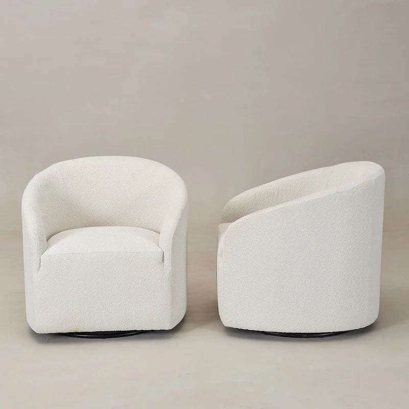 Poltrona a botte girevole imbottita in bouclé KINWELL 32W (set da 2)