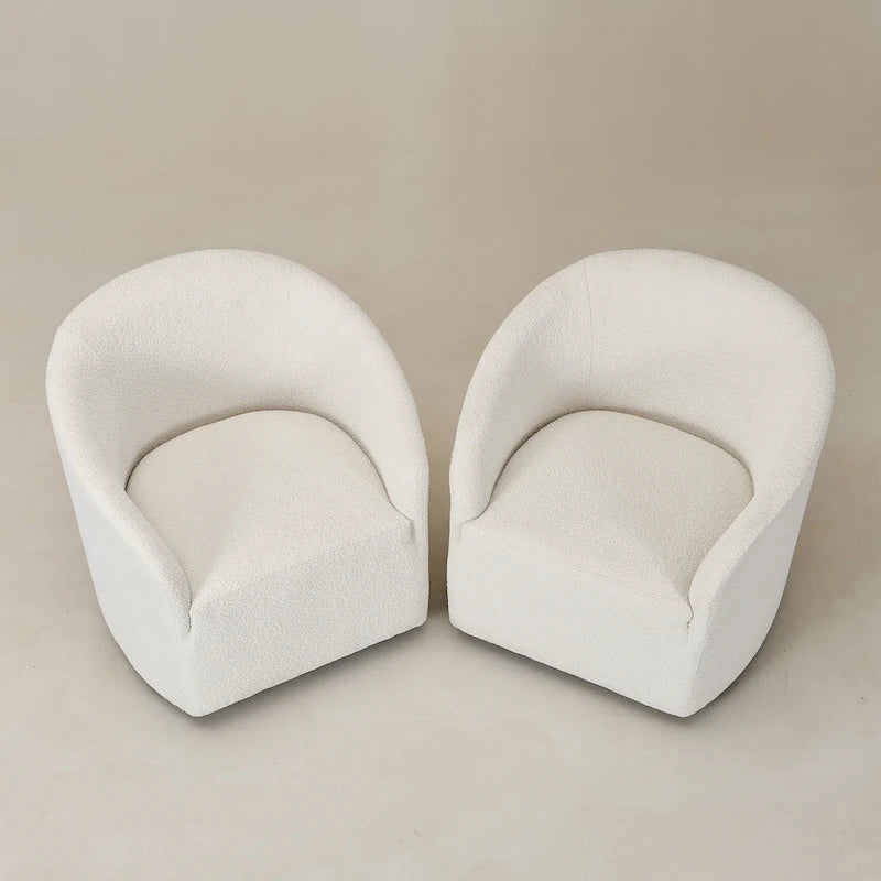 Poltrona a botte girevole imbottita in bouclé KINWELL 32W (set da 2)